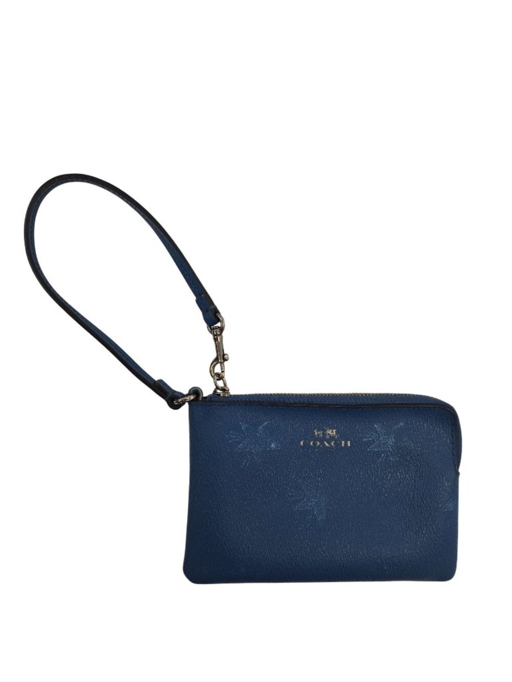 Coach Pebble Leather Metallic Star Print Wristlet
